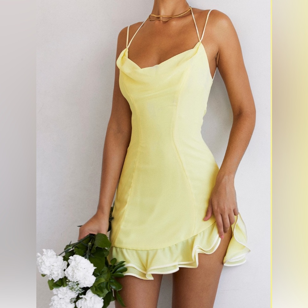 House of CB ROSSELLA Buttercup Ruffle Mini Dress, Size S